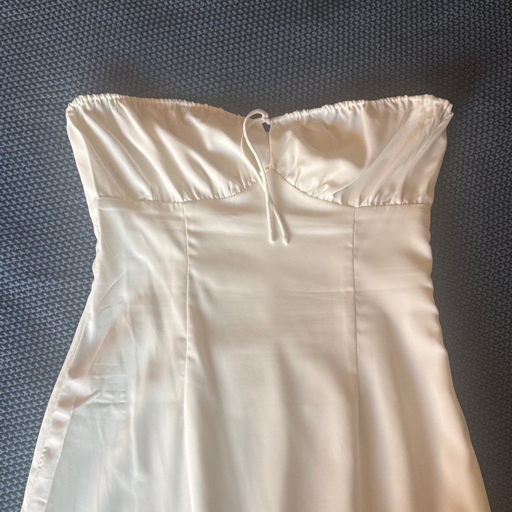 Midi White Strapless Dress Beginning Boutique